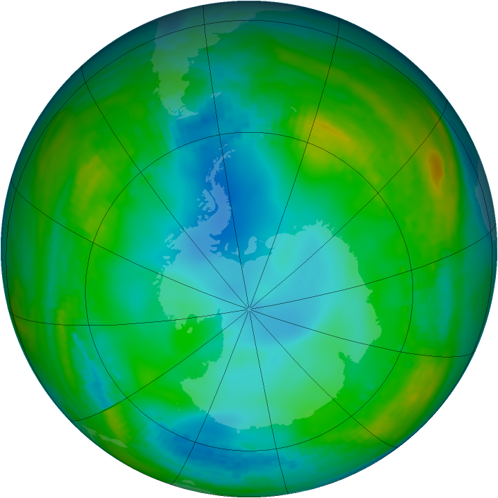 Antarctic ozone map for 04 June 1982